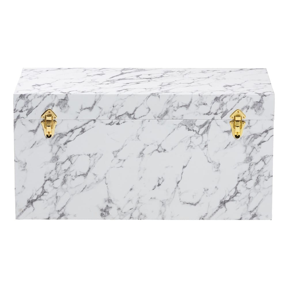 Baxton Studio - Brenta Storage Trunk in Marble White - JY24A208-White/Grey-Wooden-Ottoman view 3