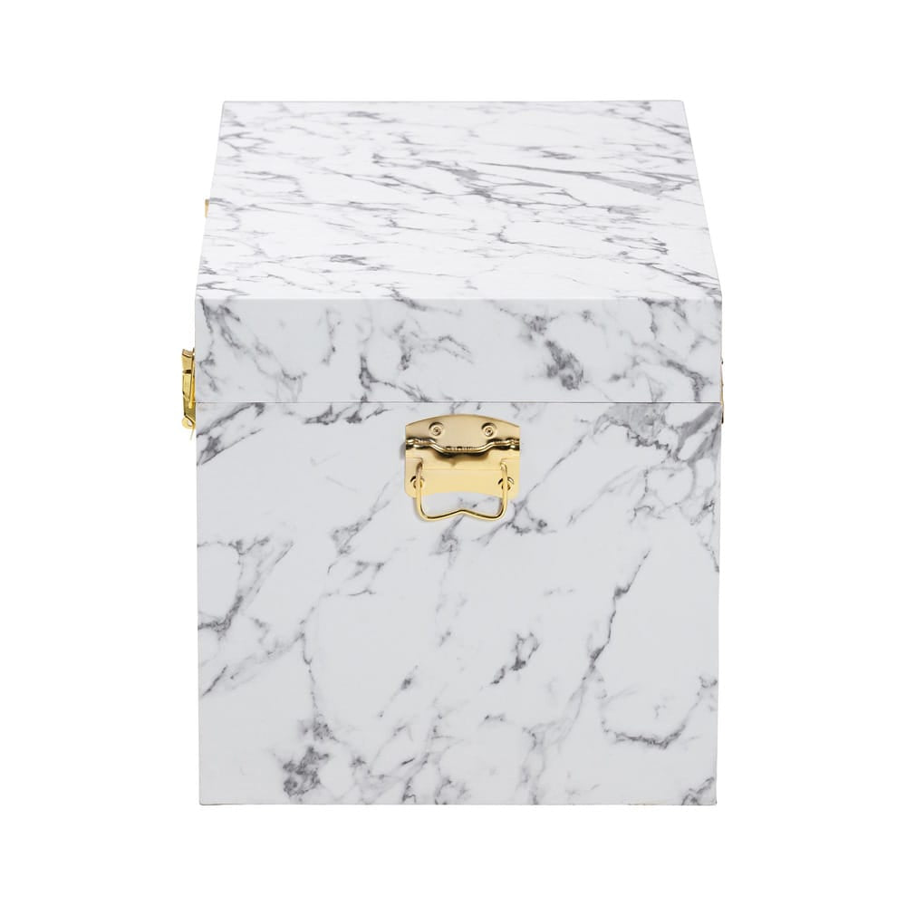 Baxton Studio - Brenta Storage Trunk in Marble White - JY24A208-White/Grey-Wooden-Ottoman view 4