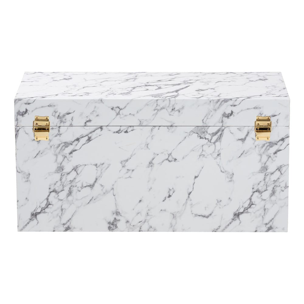 Baxton Studio - Brenta Storage Trunk in Marble White - JY24A208-White/Grey-Wooden-Ottoman view 5