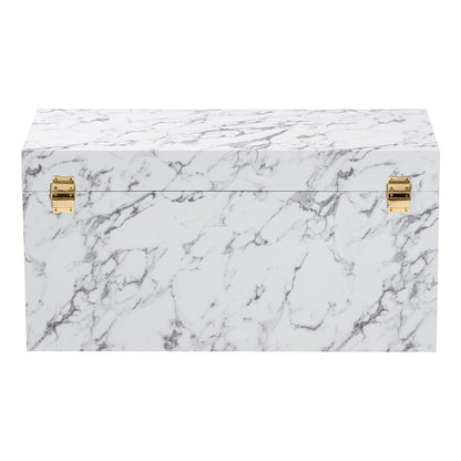 Baxton Studio - Brenta Storage Trunk in Marble White - JY24A208-White/Grey-Wooden-Ottoman view 5