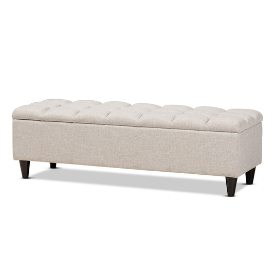 Baxton Studio - Brette Storage Ottoman in Beige/Dark Brown - BBT3162-Beige-Otto view 1
