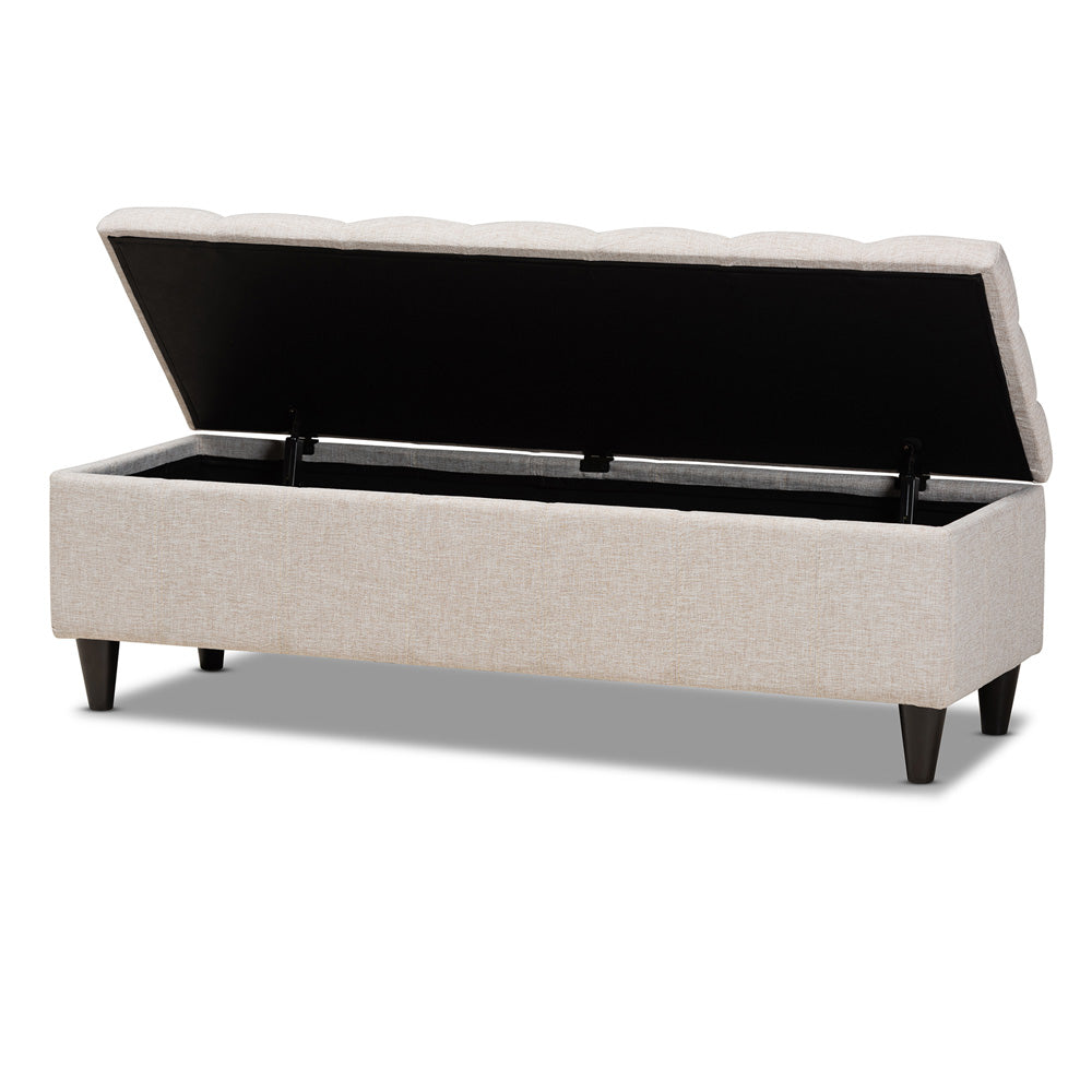 Baxton Studio - Brette Storage Ottoman in Beige/Dark Brown - BBT3162-Beige-Otto view 2