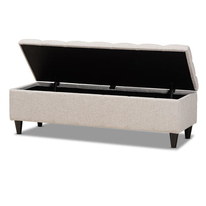 Baxton Studio - Brette Storage Ottoman in Beige/Dark Brown - BBT3162-Beige-Otto view 2