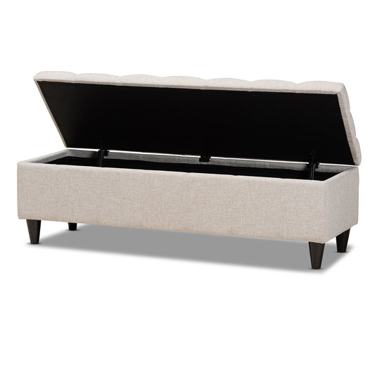 Baxton Studio - Brette Storage Ottoman in Beige/Dark Brown - BBT3162-Beige-Otto view 2