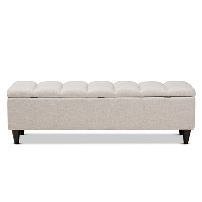 Baxton Studio - Brette Storage Ottoman in Beige/Dark Brown - BBT3162-Beige-Otto view 5