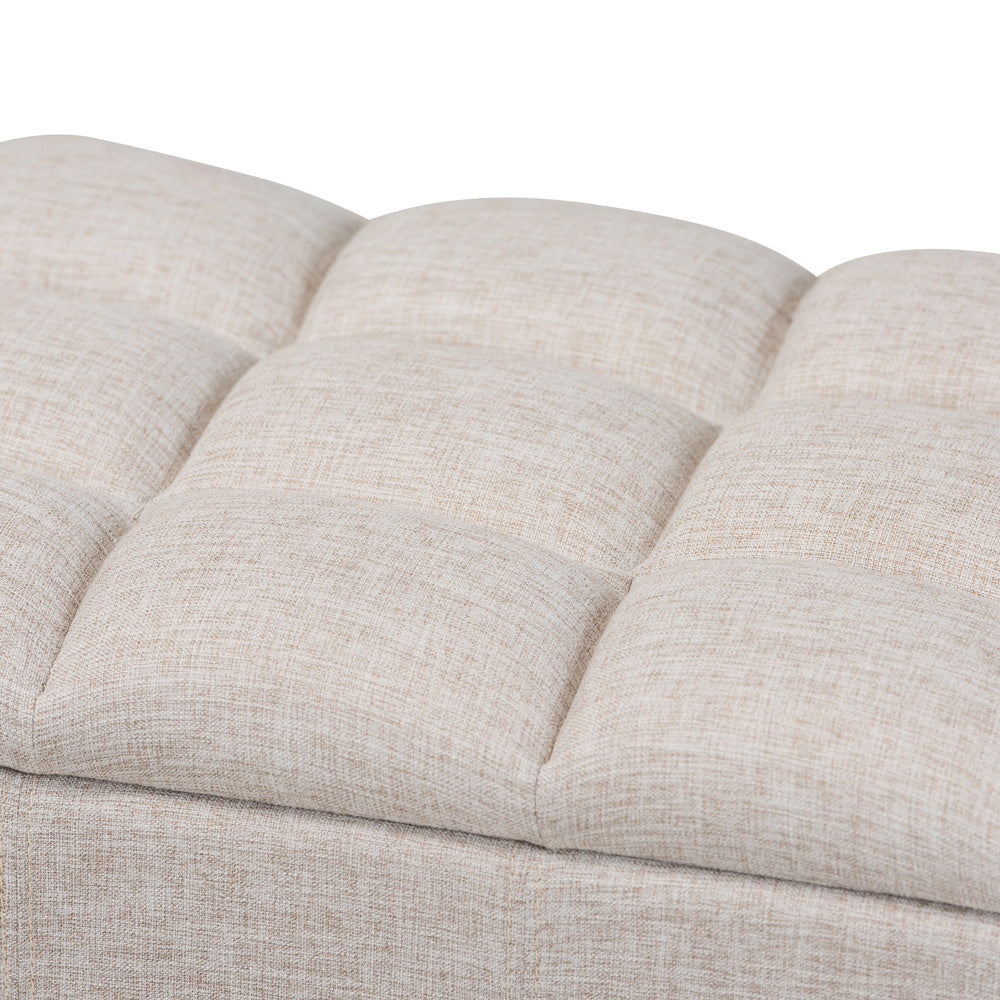 Baxton Studio - Brette Storage Ottoman in Beige/Dark Brown - BBT3162-Beige-Otto view 6