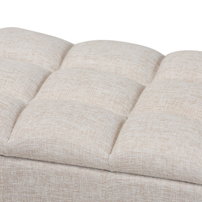 Baxton Studio - Brette Storage Ottoman in Beige/Dark Brown - BBT3162-Beige-Otto view 6