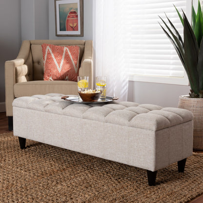 Baxton Studio - Brette Storage Ottoman in Beige/Dark Brown - BBT3162-Beige-Otto view 7