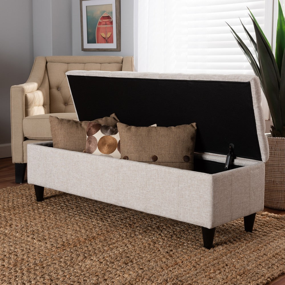 Baxton Studio - Brette Storage Ottoman in Beige/Dark Brown - BBT3162-Beige-Otto view 8