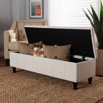 Baxton Studio - Brette Storage Ottoman in Beige/Dark Brown - BBT3162-Beige-Otto view 8