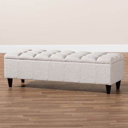 Baxton Studio - Brette Storage Ottoman in Beige/Dark Brown - BBT3162-Beige-Otto view 9