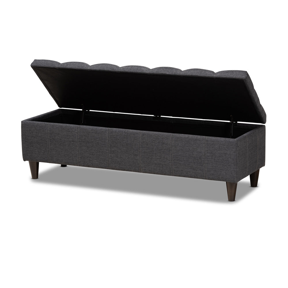 Baxton Studio - Brette Storage Ottoman in Charcoal - BBT3162-Dark Grey-Otto view 2