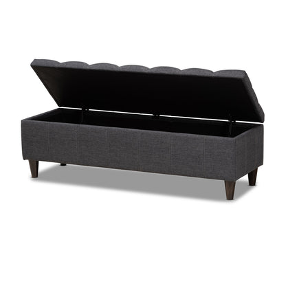Baxton Studio - Brette Storage Ottoman in Charcoal - BBT3162-Dark Grey-Otto view 2