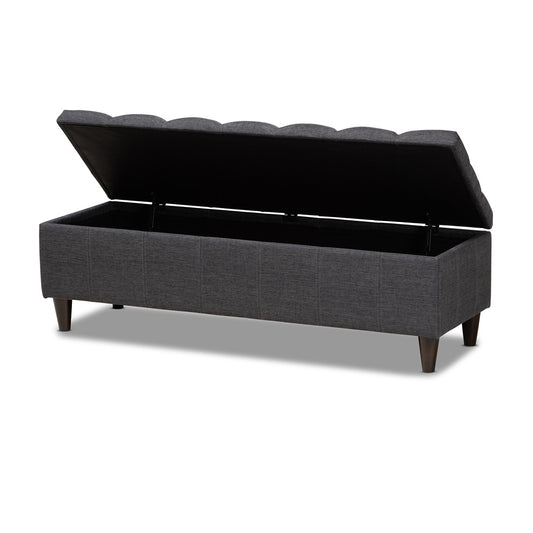 Baxton Studio - Brette Storage Ottoman in Charcoal - BBT3162-Dark Grey-Otto view 2