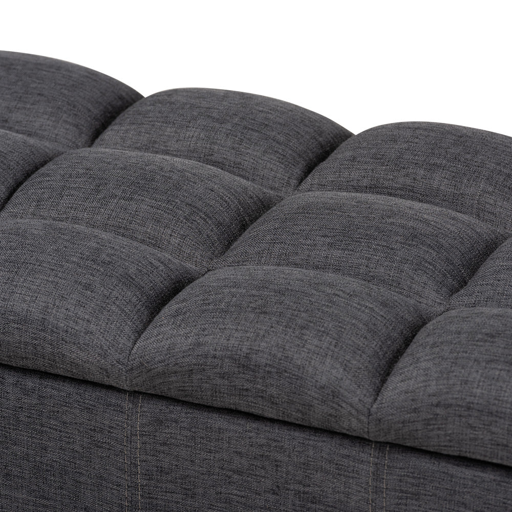 Baxton Studio - Brette Storage Ottoman in Charcoal - BBT3162-Dark Grey-Otto view 6