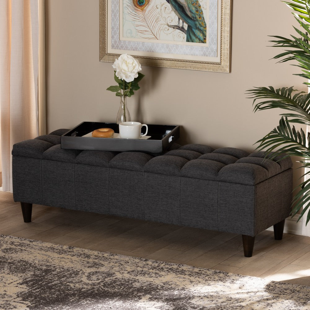 Baxton Studio - Brette Storage Ottoman in Charcoal - BBT3162-Dark Grey-Otto view 8