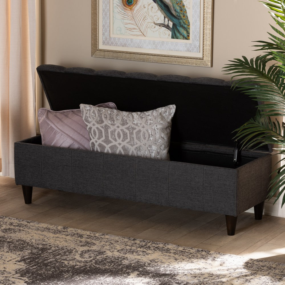 Baxton Studio - Brette Storage Ottoman in Charcoal - BBT3162-Dark Grey-Otto view 9