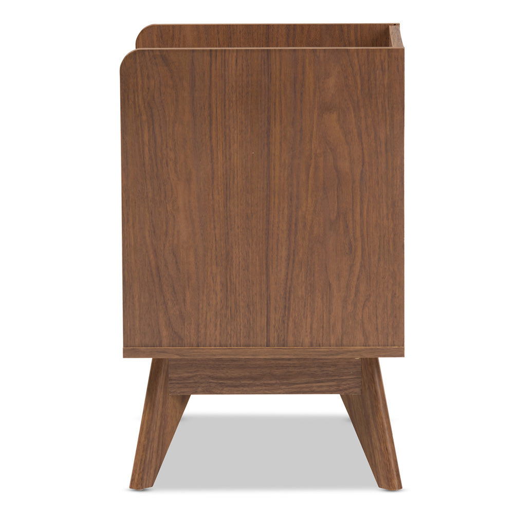 Baxton Studio - Brighton Nightstand in White/"Walnut" Brown - Brighton-Walnut/White-NS view 4