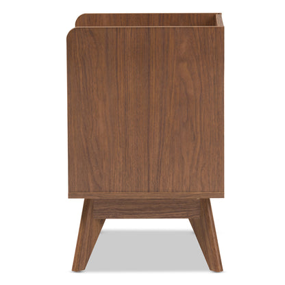 Baxton Studio - Brighton Nightstand in White/"Walnut" Brown - Brighton-Walnut/White-NS view 4