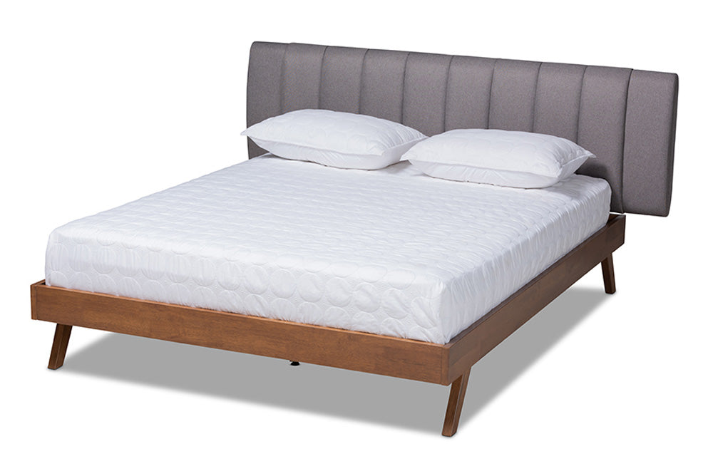 Baxton Studio - Brita King Size Bed - BBT6808-Grey/Walnut-King view 1