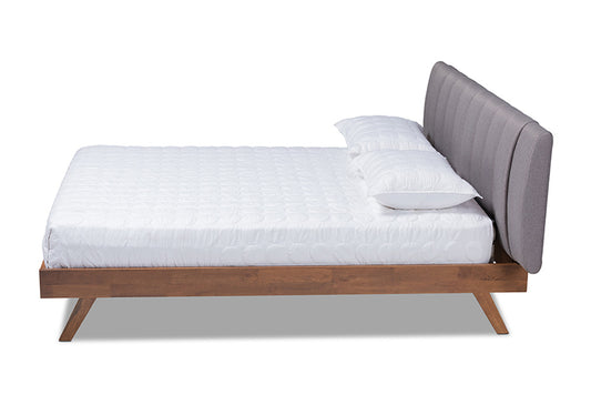 Baxton Studio - Brita King Size Bed - BBT6808-Grey/Walnut-King view 2