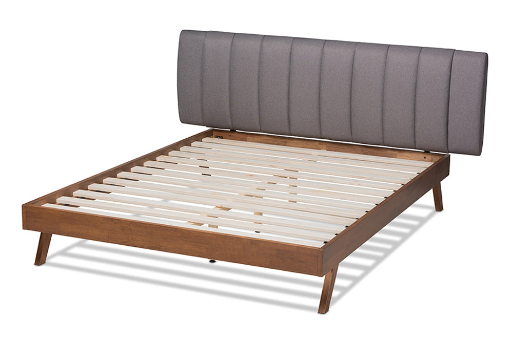 Baxton Studio - Brita King Size Bed - BBT6808-Grey/Walnut-King view 3