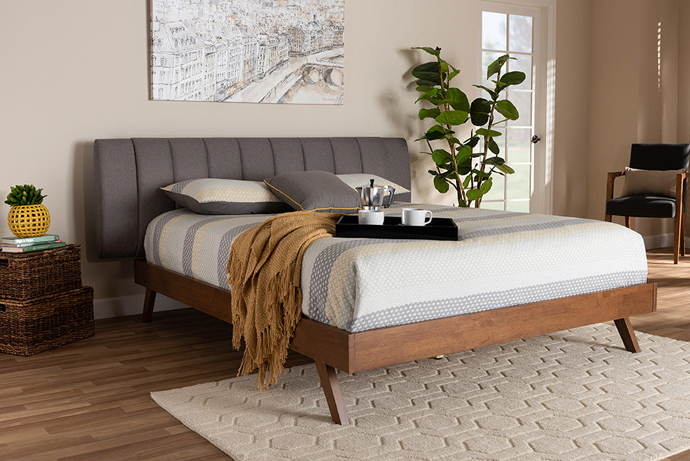 Baxton Studio - Brita King Size Bed - BBT6808-Grey/Walnut-King view 5