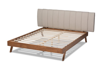 Baxton Studio - Brita King Size Bed - BBT6808-Light Beige/Walnut-King view 3