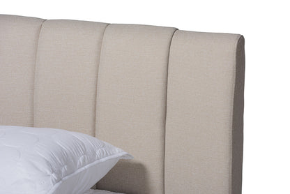Baxton Studio - Brita King Size Bed - BBT6808-Light Beige/Walnut-King view 4