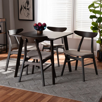 Baxton Studio - Britte Dining Set in Beige/Dark Brown - Fiesta-Latte/Coffee Oak-5PC Dining Set view 6