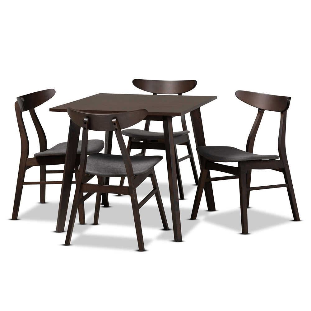 Baxton Studio - Britte Dining Set in Dark Grey/Dark Brown - Fiesta-Iron/Coffee Oak-5PC Dining Set view 1