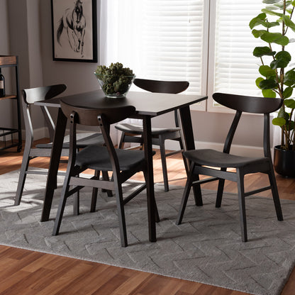 Baxton Studio - Britte Dining Set in Dark Grey/Dark Brown - Fiesta-Iron/Coffee Oak-5PC Dining Set view 6