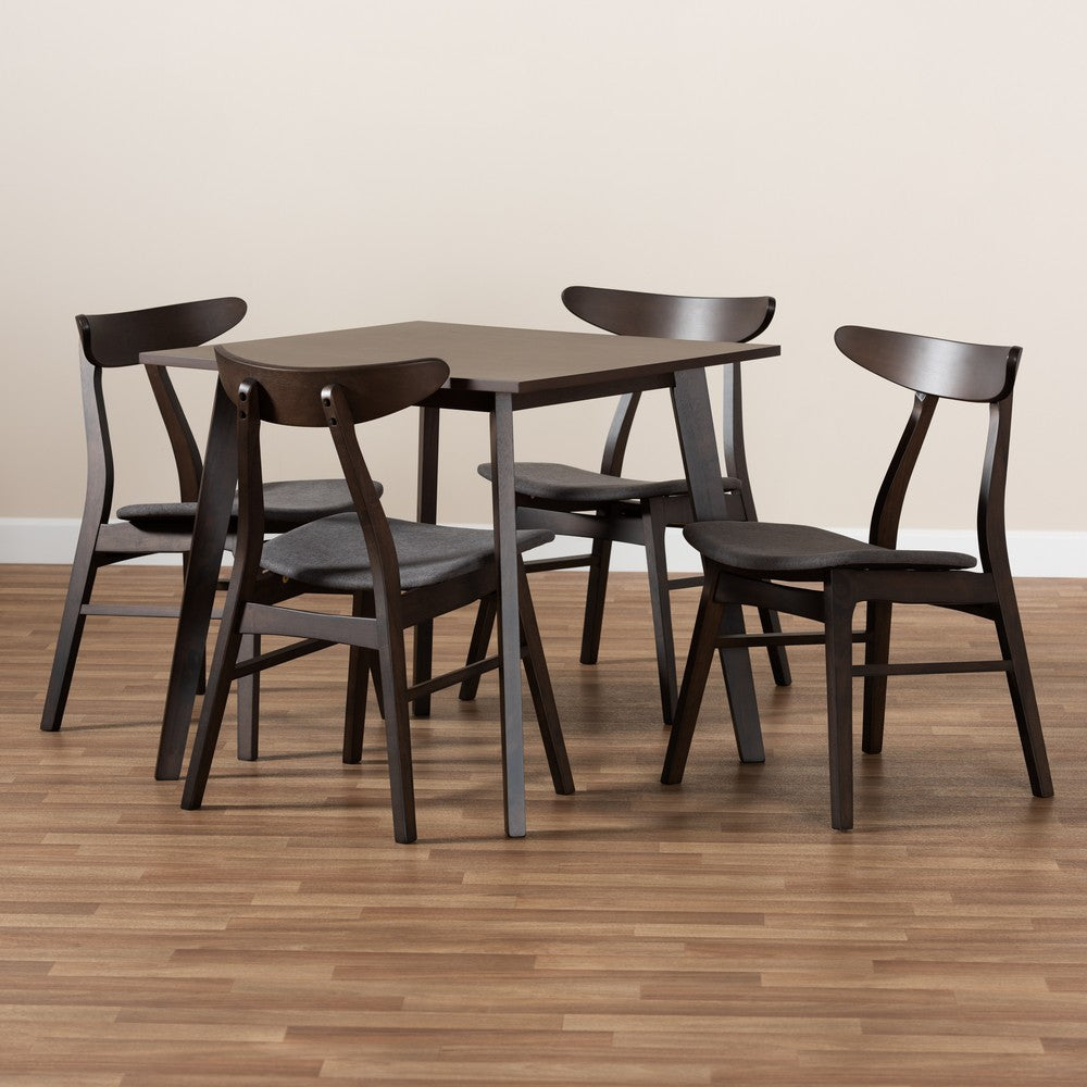 Baxton Studio - Britte Dining Set in Dark Grey/Dark Brown - Fiesta-Iron/Coffee Oak-5PC Dining Set view 7