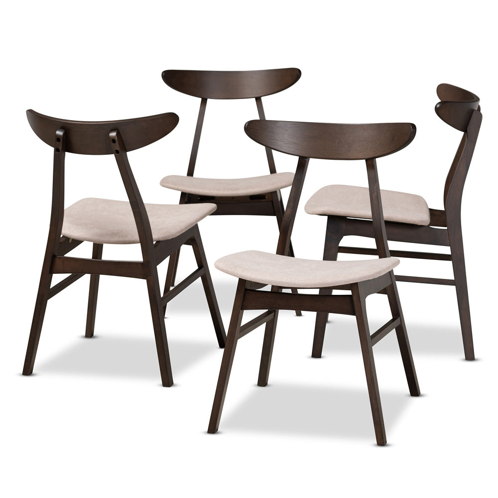 Baxton Studio - Britte Set of 4 Dining Chairs in Beige/Dark Brown - Fiesta-Latte/Coffee Oak-DC view 1