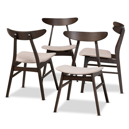 Baxton Studio - Britte Set of 4 Dining Chairs in Beige/Dark Brown - Fiesta-Latte/Coffee Oak-DC view 1