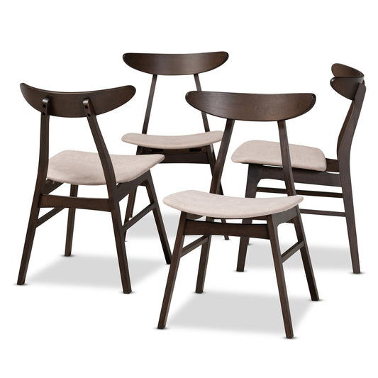 Baxton Studio - Britte Set of 4 Dining Chairs in Beige/Dark Brown - Fiesta-Latte/Coffee Oak-DC view 1