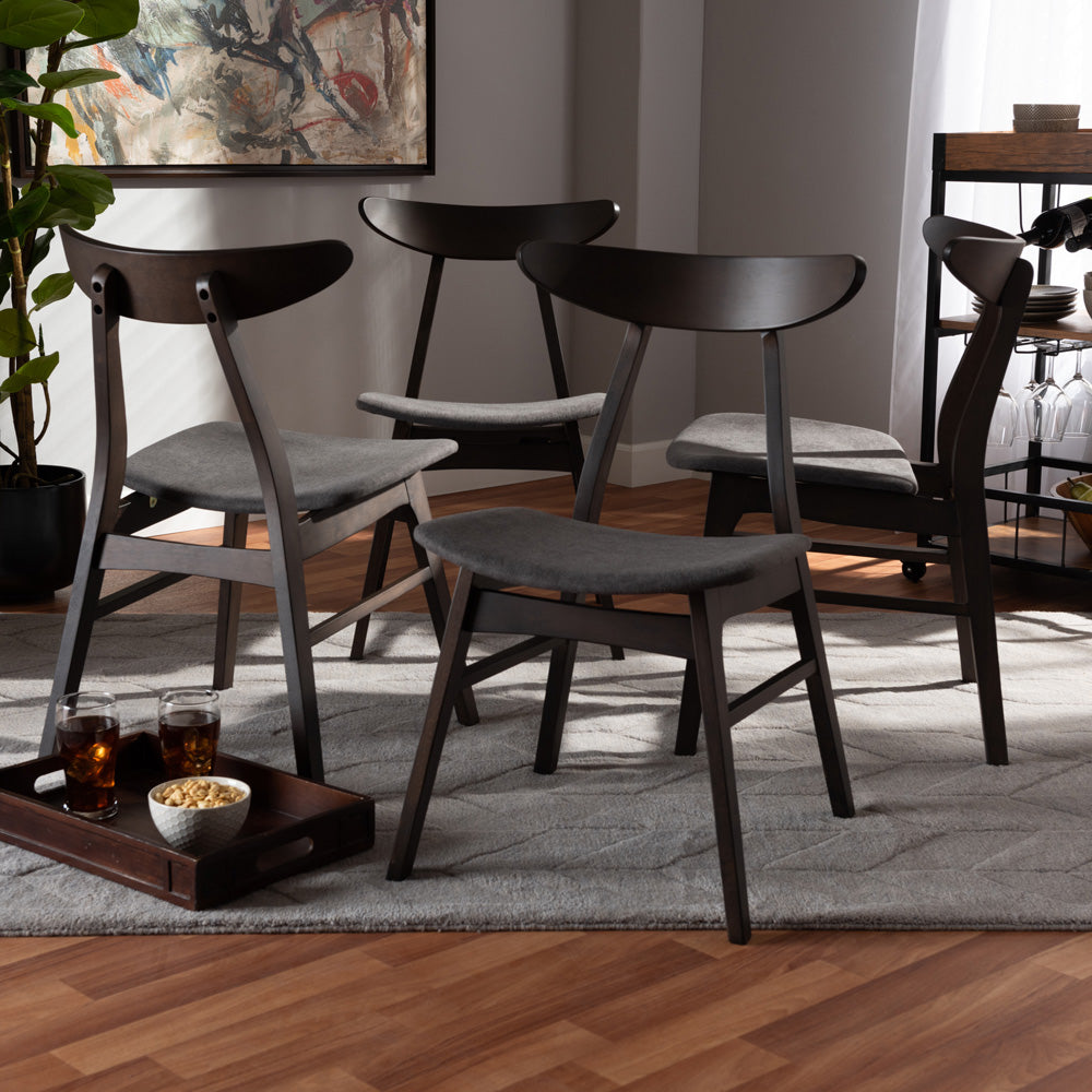 Baxton Studio - Britte Set of 4 Dining Chairs in Dark Grey/Dark Brown - Fiesta-Iron/Coffee Oak-DC view 3