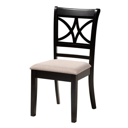 Baxton Studio - Brooke Dining Set in Beige/Dark Brown - Rosie-Sand/Dark Brown-5PC Dining Set view 2