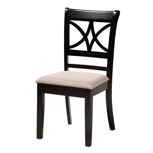 Baxton Studio - Brooke Dining Set in Beige/Dark Brown - Rosie-Sand/Dark Brown-5PC Dining Set view 2