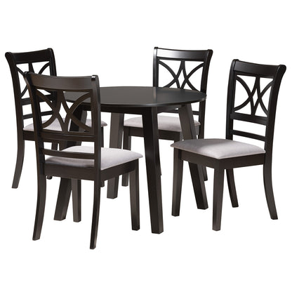 Baxton Studio - Brooke Dining Set in Grey/Dark Brown - Brooke-Grey/Dark Brown-5PC Dining Set view 1