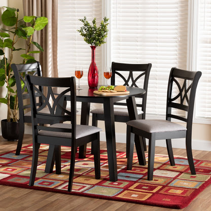 Baxton Studio - Brooke Dining Set in Grey/Dark Brown - Brooke-Grey/Dark Brown-5PC Dining Set view 8