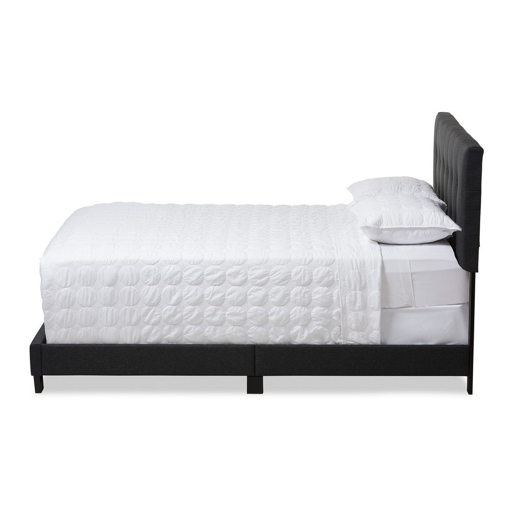 Baxton Studio - Brookfield Queen Size Bed in Dark Grey - CF8747B-Charcoal-Queen view 2