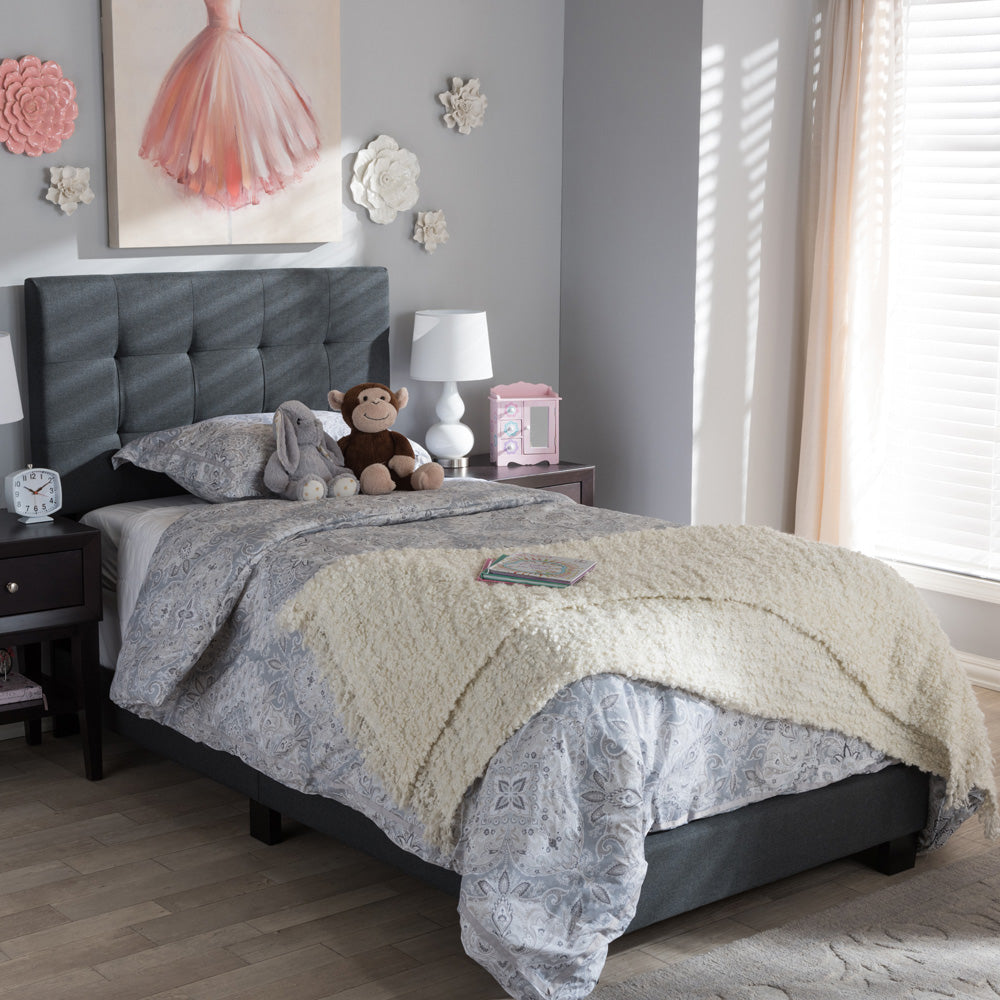 Baxton Studio - Brookfield Twin Size Bed in Dark Gray - CF8747B-Charcoal-Twin view 6