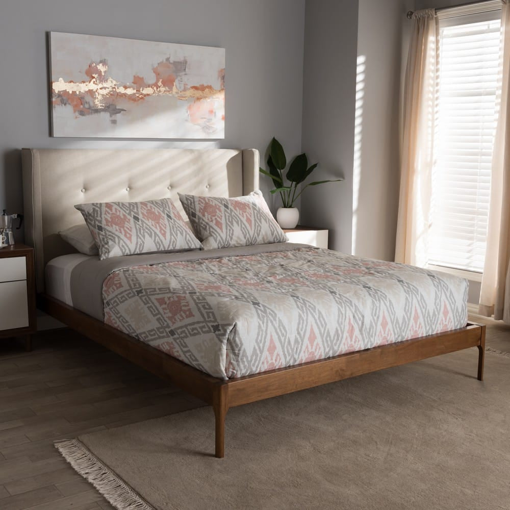 Baxton Studio - Brooklyn King Size Bed in Light Beige - BBT6653-Light Beige-King-6086-1 view 8