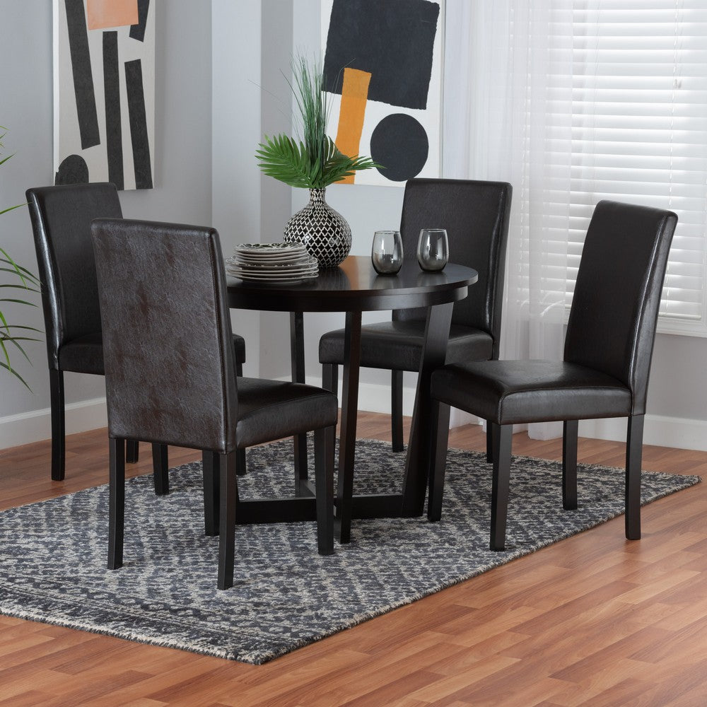 Baxton Studio - Bruna Dining Set in Dark Brown/Espresso Brown - Bruna-Dark Brown-5PC Dining Set view 8