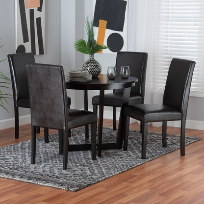 Baxton Studio - Bruna Dining Set in Dark Brown/Espresso Brown - Bruna-Dark Brown-5PC Dining Set view 8