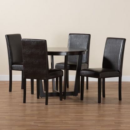 Baxton Studio - Bruna Dining Set in Dark Brown/Espresso Brown - Bruna-Dark Brown-5PC Dining Set view 9