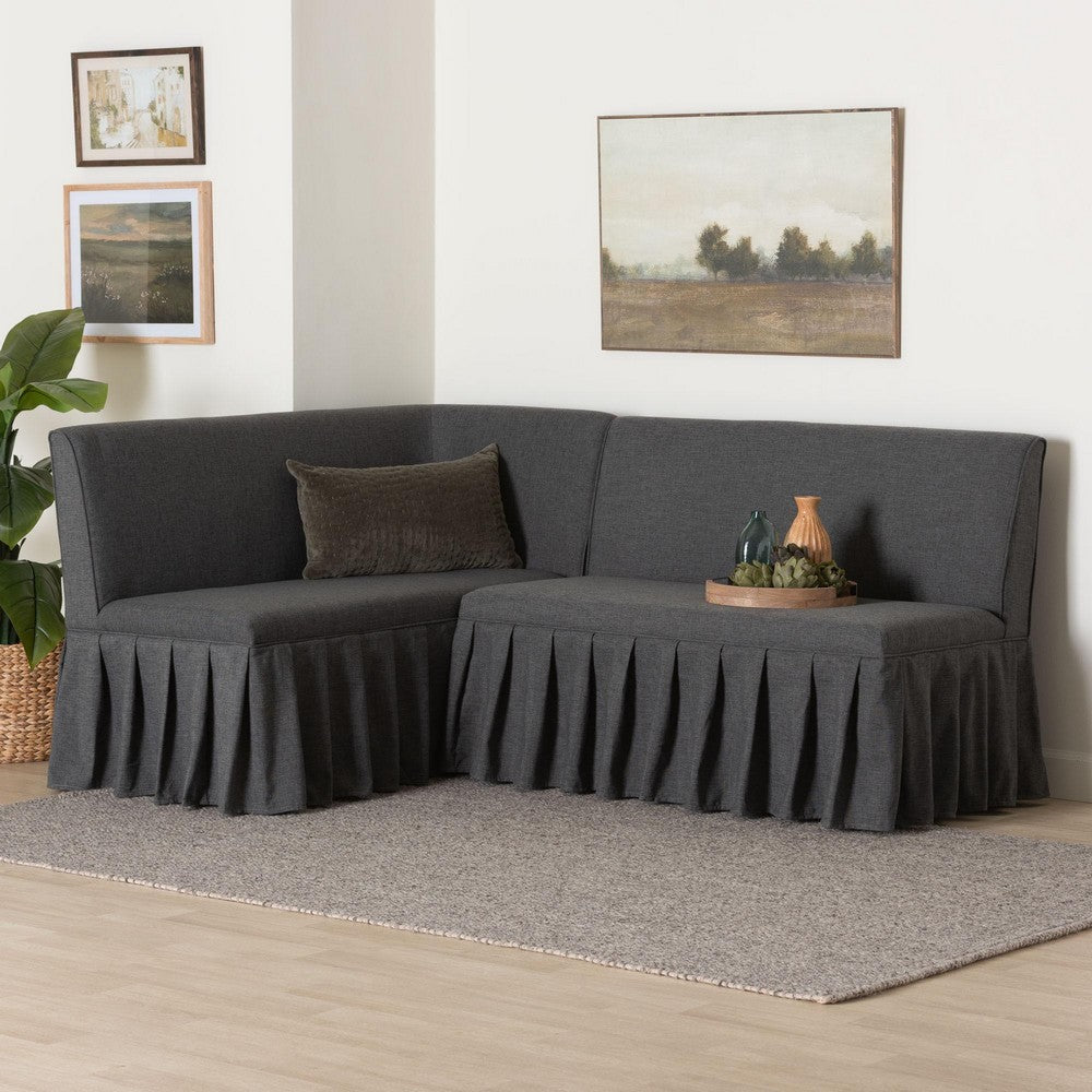 Baxton Studio - Bryna Dining Set in Dark Grey/Dark Brown - BBT8085-Dark Grey-H1217-20-2PC SF Bench view 7