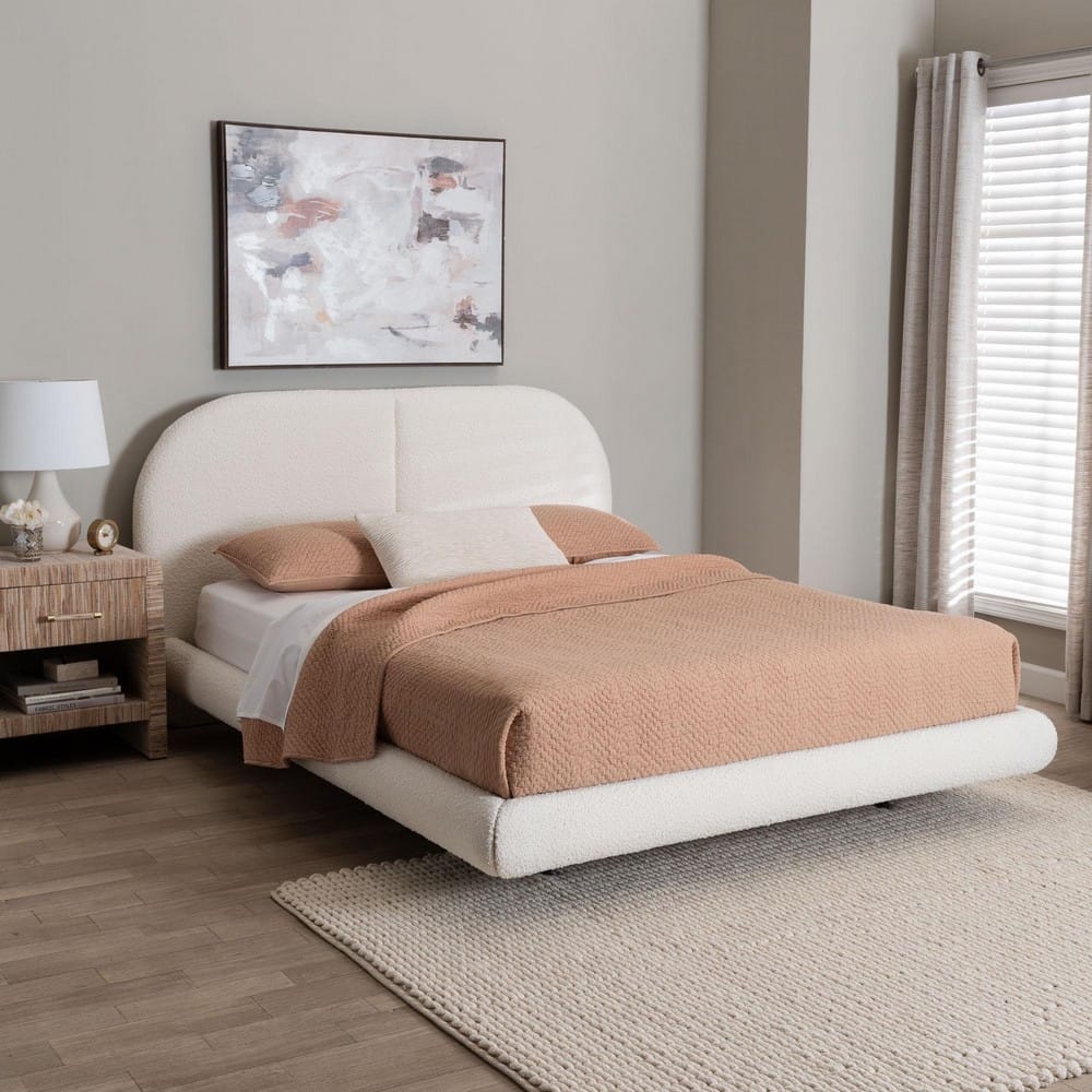 Baxton Studio - Cachet Queen Size Bed in Cream/Black - BBT61330-Floating Bed-Cream-Queen view 6