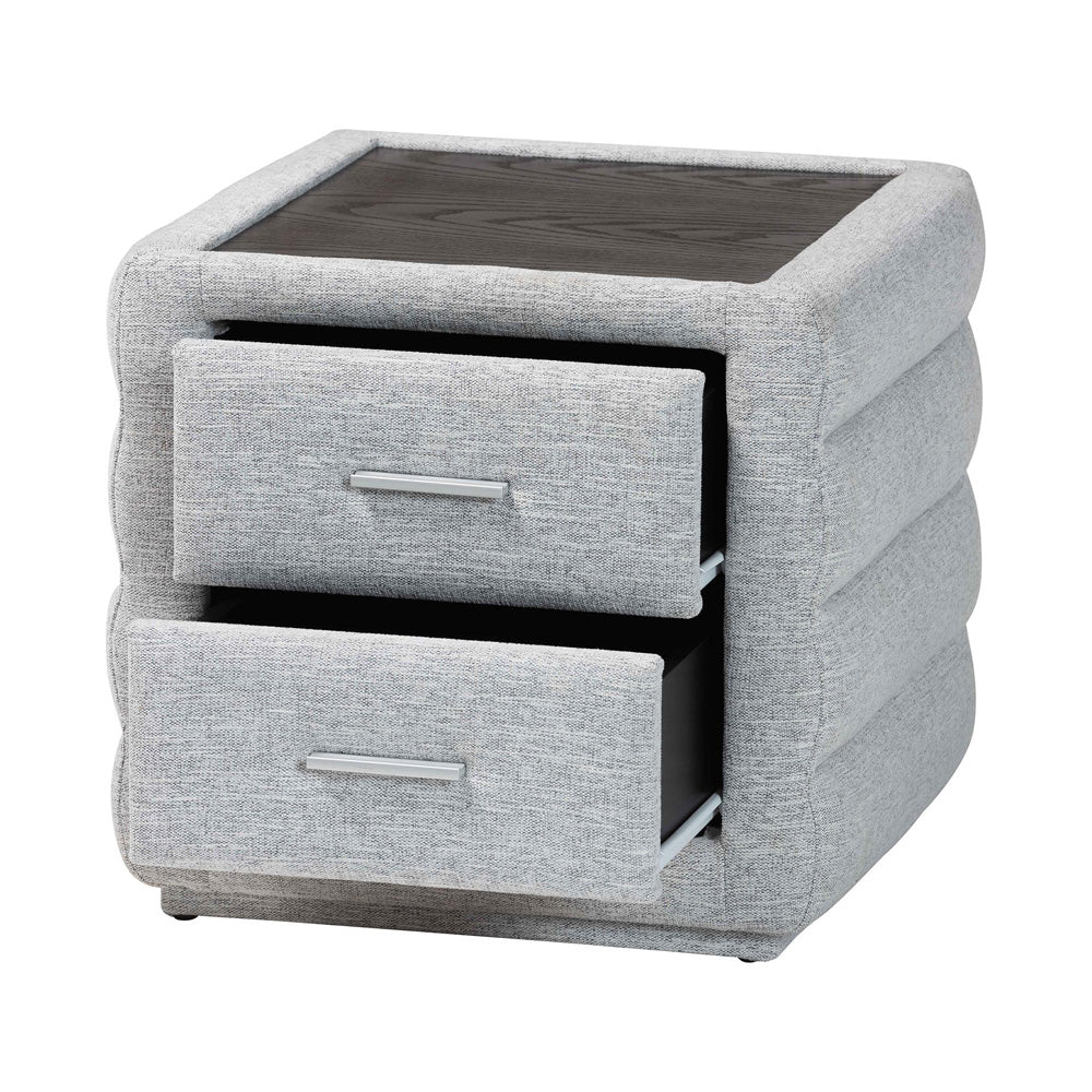 Baxton Studio - Cadmus Nightstand in Light Grey - BBT3224.11 A1-Light Grey-NS view 2
